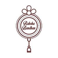 happy raksha bandhan celebration with circular frame line style vector