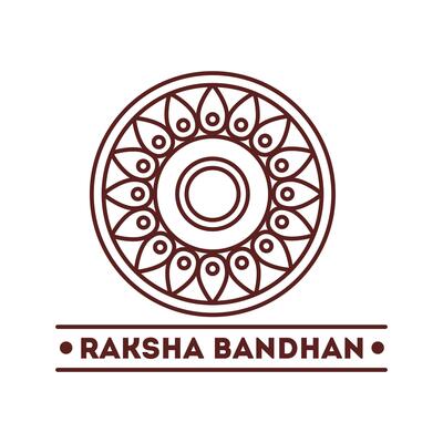 happy raksha bandhan celebration with circular frame line style