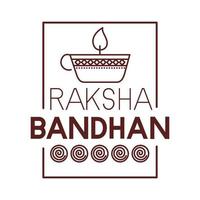 happy raksha bandhan celebration with lamp light line style vector