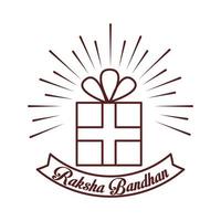 happy raksha bandhan celebration with gift line style vector