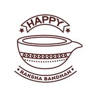 happy raksha bandhan celebration with ceramic jar line style vector