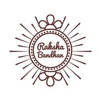 happy raksha bandhan celebration with circular frame line style vector