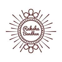 happy raksha bandhan celebration with circular frame line style vector