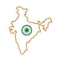 Independece day india celebration flag in map line style icon vector