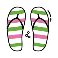 línea de chanclas e icono de relleno vector