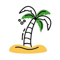icono de estilo de relleno y línea de verano de palmeras de árbol vector