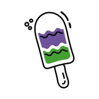 ice cream in stick line and fill icon vector