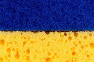 Texture of yellow and blue washcloths photo