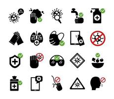bundle of covid19 set icons vector