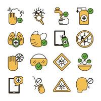 bundle of covid19 set icons vector