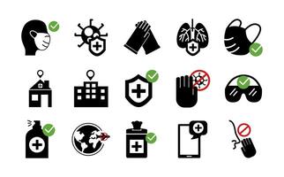 bundle of covid19 set icons vector