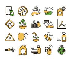 bundle of covid19 set icons vector