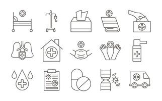 bundle of covid19 set icons vector