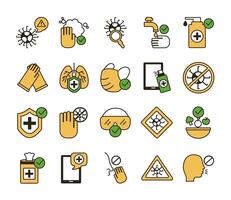 bundle of covid19 set icons vector