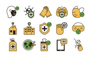 bundle of covid19 set icons vector