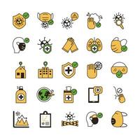 bundle of covid19 set icons vector