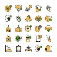 bundle of covid19 set icons vector