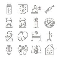 bundle of covid19 set icons vector