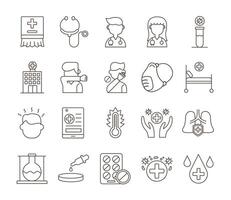 bundle of covid19 set icons vector