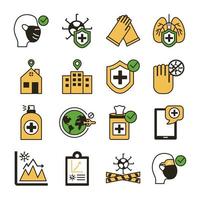 bundle of covid19 set icons vector