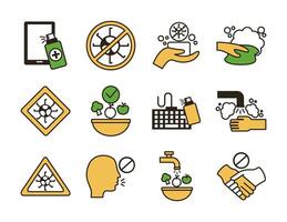 bundle of covid19 set icons vector