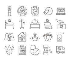 bundle of covid19 set icons vector
