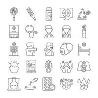 bundle of covid19 set icons vector