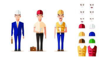 Smart Engineer Worker Character Set vector design