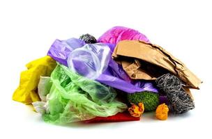 A pile of trash on white background photo