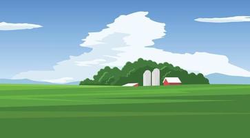 landscape with farmhouse country side vector