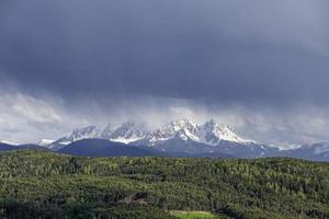 cloudy sky above snowy mountains photo