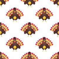 Seamless colorful thanksgiving pattern with turkey bird and the hat vector