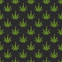 Cannabis leaf Christmas tree seamless pattern vector