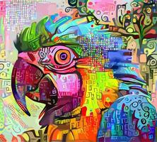 Parrot Abstract Impressionist Portrait Painting