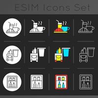 Hotel services dark theme icons set vector