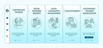 Best sustainable tourism practices onboarding vector template