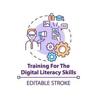 Training for the digital literacy skills concept icon vector