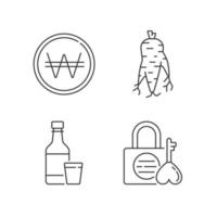 Korea linear icons set vector