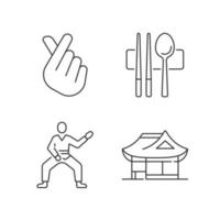 Symbols of Korea linear icons set vector