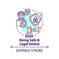 Being safe and legal online concept icon vector