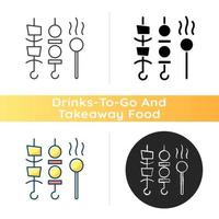 Shish kebabs and meat pops to go icon vector