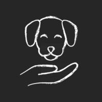 Icono de tiza blanca que admite mascotas sobre fondo negro vector