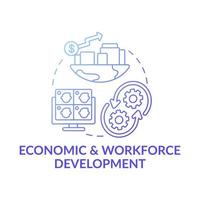 Economic and workforce development dark blue concept icon vector