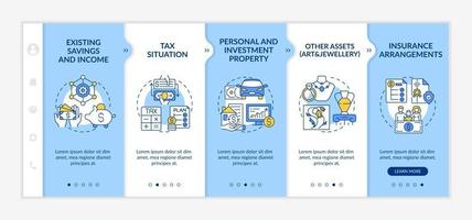 Extensive wealth plan parts onboarding vector template