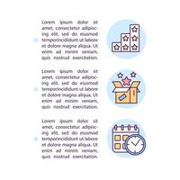 Preferred benefits and timing based segments concept line icons with text vector