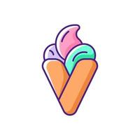 Bubble waffle ice cream RGB color icon vector