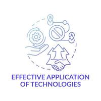 Effective application of technologies dark blue concept icon vector