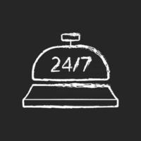 24 hour concierge service chalk white icon on black background vector