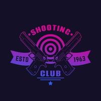 Logotipo del club de tiro o emblema vectorial con dos pistolas, pistolas potentes vector