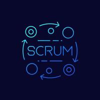 Scrum process thin line icon vector